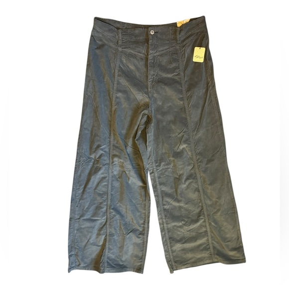 NWT We The Free People Libre Wide Leg Cord Jeans Light Gray Mockingbird Size 33 - Picture 4 of 10